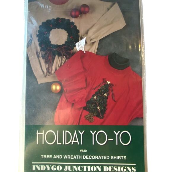 Indygo Junction 530 Pattern Holiday Yo Yo Uncut Shirt Vintage Applique Folkwear - Picture 2 of 7